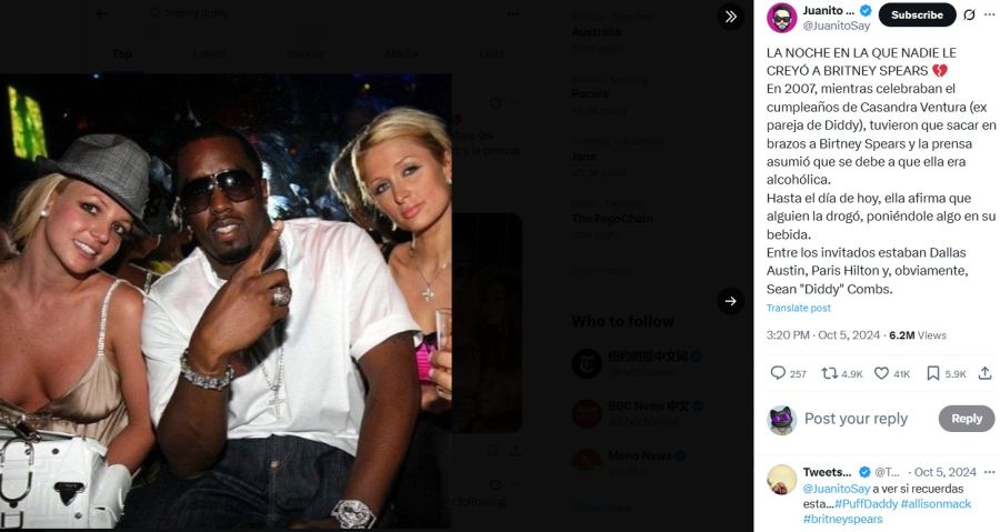 Auch Paris Hilton war mit Britney Spears und P. Diddy am Feiern.
