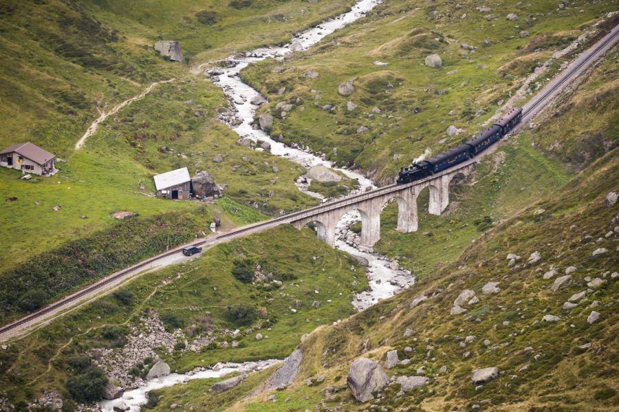 Dampflok Viadukt Tal Steine