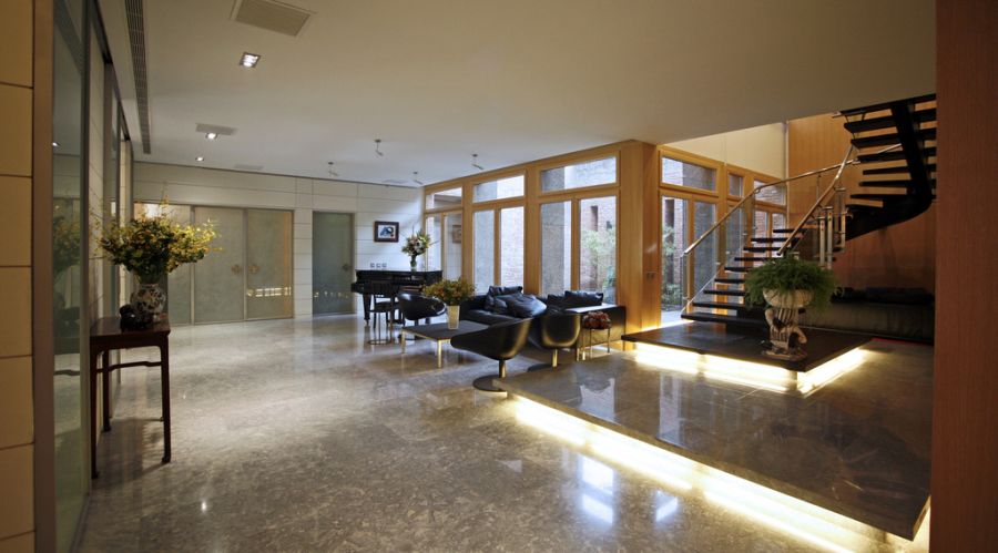 Blick in die Lobby der derzeitigen Schweizer Botschaft in Peking.
