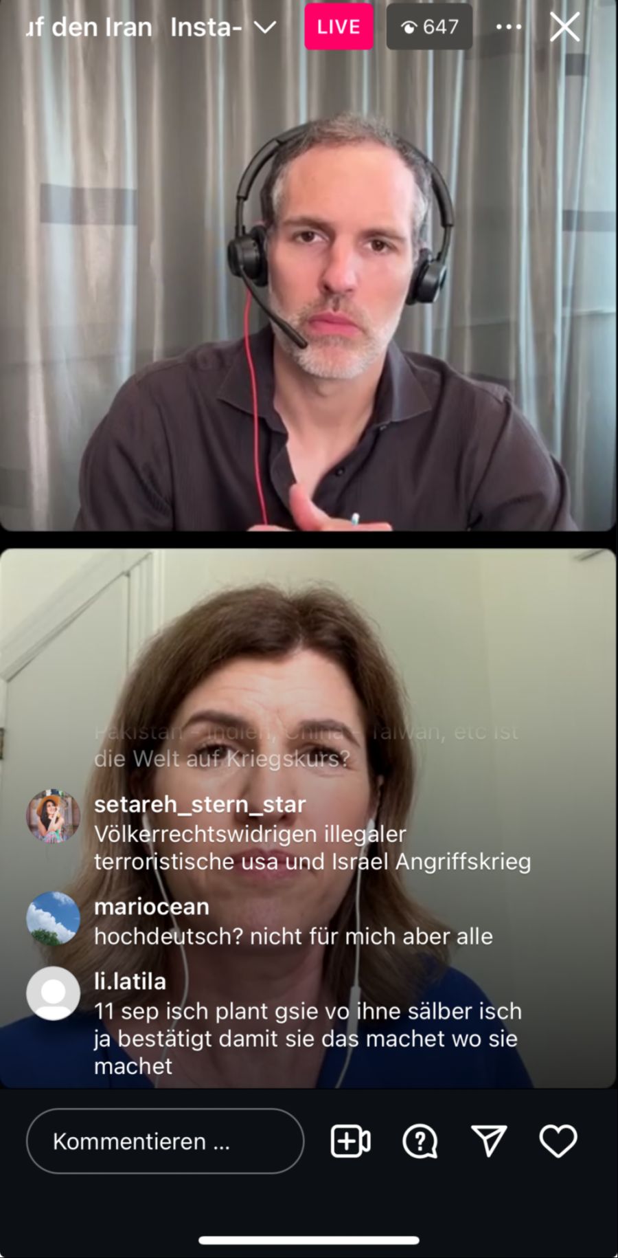 Honegger und Manz sprechen in der Instagram-Show Mundart.