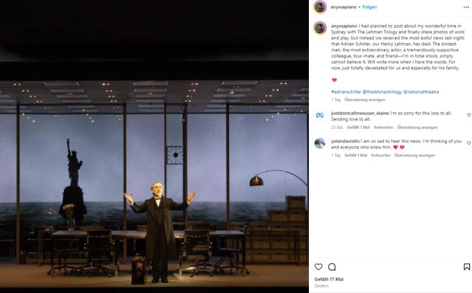 Zuletzt stand Adrian Schiller in Sidney in «The Lehman Trilogy» auf der Bühne. adrian schiller