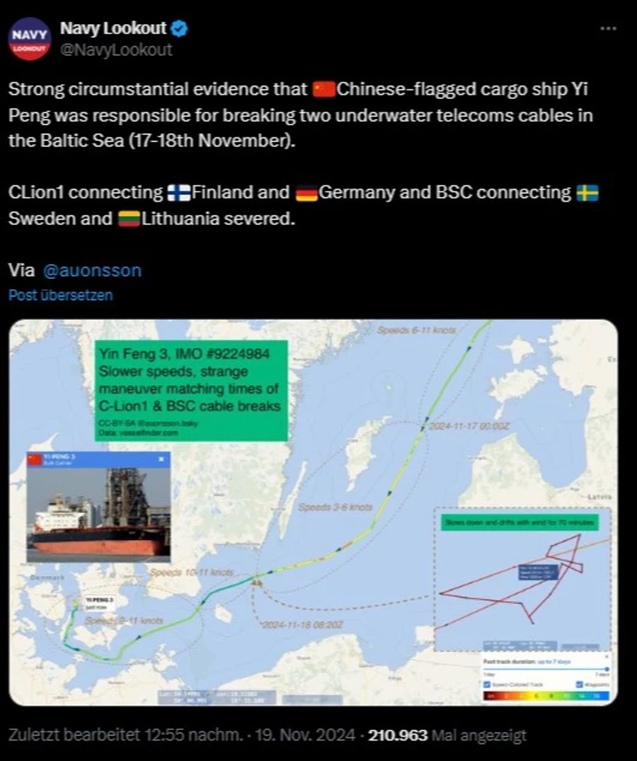 Ostsee Kabel Sabotage Twitter