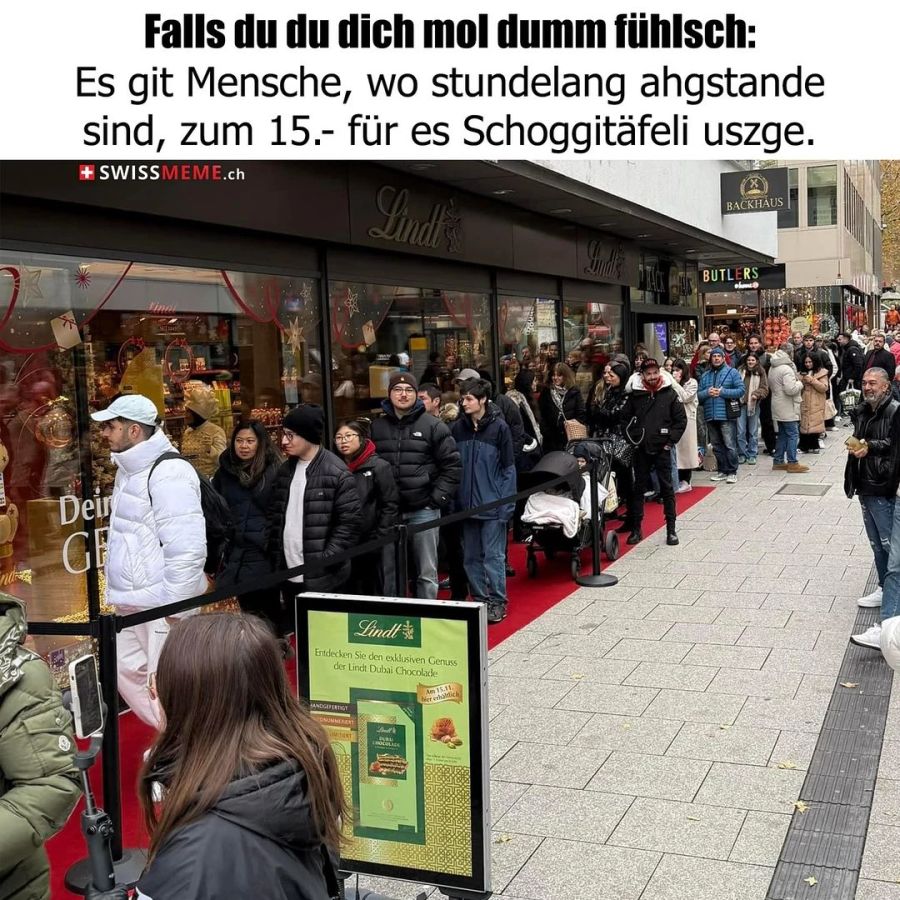 Influencer Zeki macht sich über die Warteschlangen vor den Lindt-Filialen lustig.