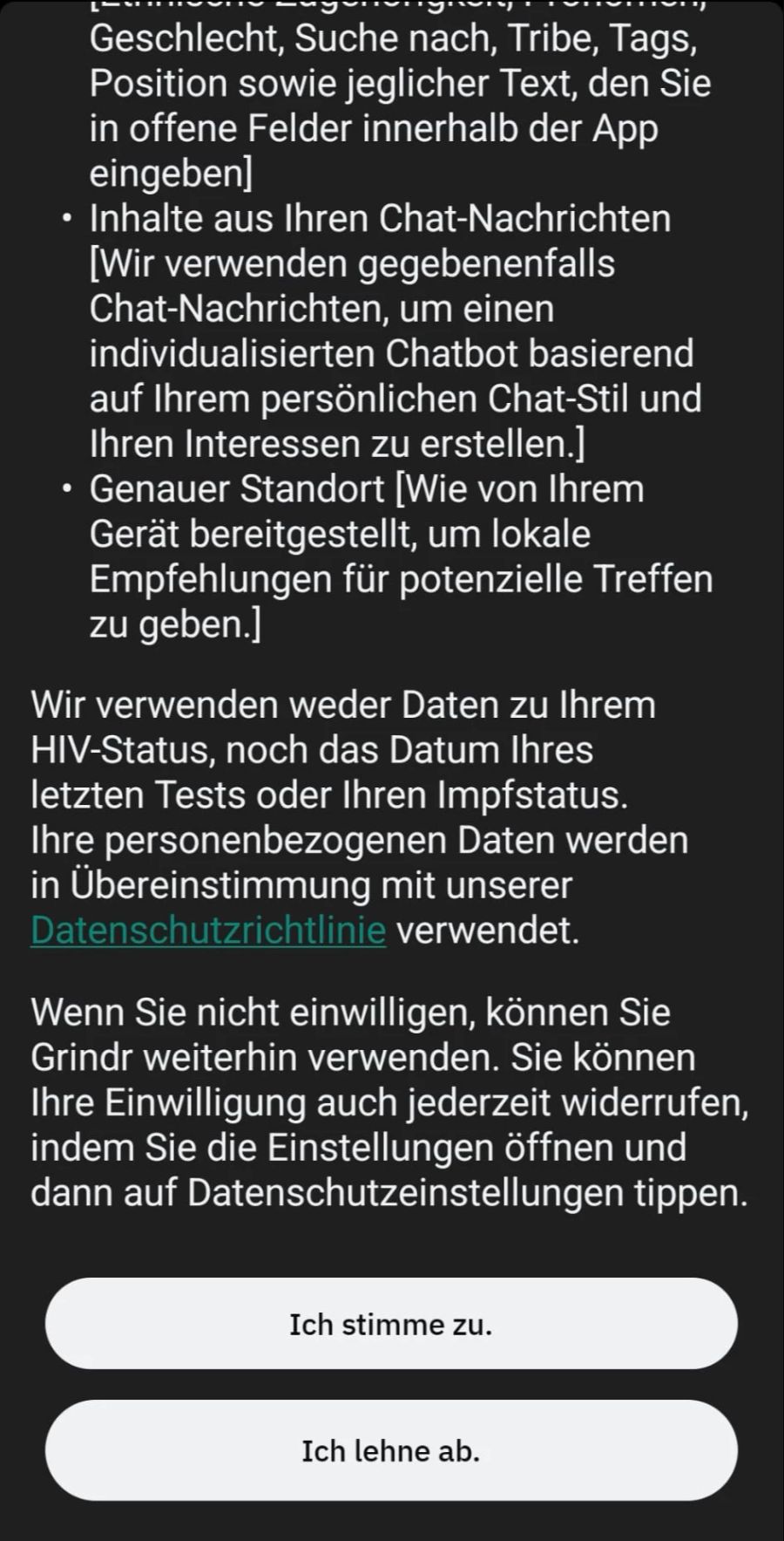 Weil «Ich stimme zu» und «Ich lehne ab» gleichwertig sind, sieht der Eidgenössische Datenbeauftragte von einer Intervention ab.