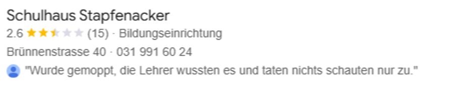 Viele Schweizer Schulen – wie jene in der Stadt Bern – lassen ihre Google-Bewertungsfunktion bisher geöffnet.