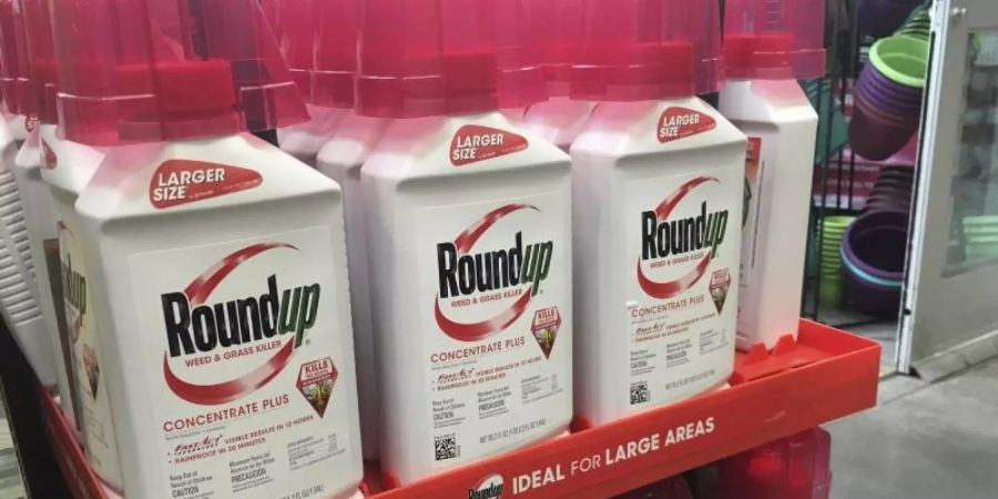 Behälter mit Roundup, ein glyphosathaltiges Unkrautvernichtungsmittel von Monsanto, stehen in einem Regal in einem Geschäft in San Francisco. Foto: Haven Daley/AP/dpa