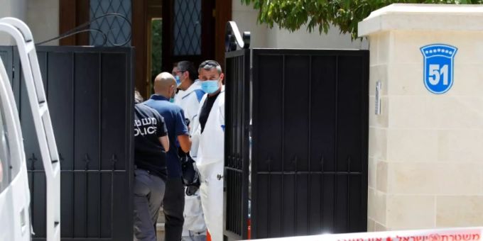 Rettungs- und Sicherheitskräfte vor der Residenz des chinesischen Botschafters Israel Botschafter China