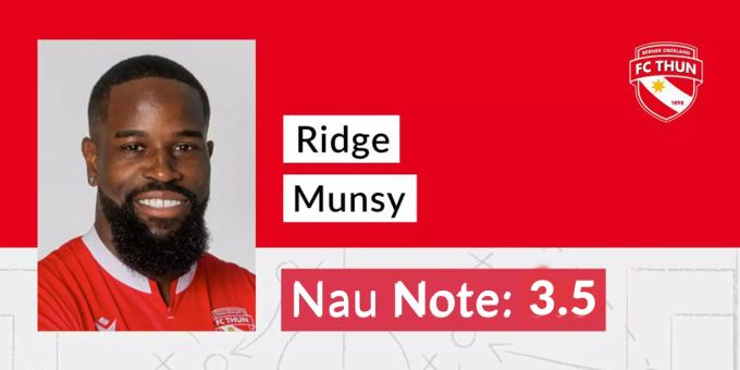 Die Nau-Note für Ridge Munsy vom FC Thun. FC Thun Ridge Munsy