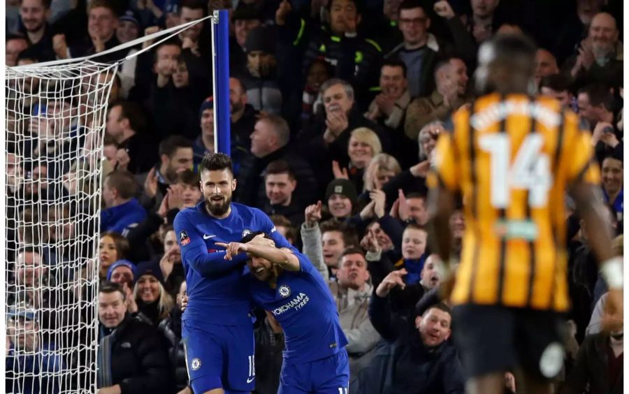 Mit einem Kantersieg gegen Hull City zieht Chelsea in den Viertelfinal des FA Cups ein. Beim 4:0-Erfolg kann sich Olivier Giroud als Schütze feiern lassen – es ist dies sein erster Treffer überhaupt im Dress der Londoner seit seinem Transfer. Die weiteren Treffer erzielten William (2x) und Pedro. Nach einem 3:0 gegen West Brom ist dies der zweite hohe Zu-Null-Sieg in Folge.