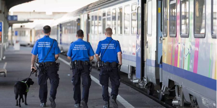 Grenzwächter bei der Arbeit am Basler Hauptbahnhof.