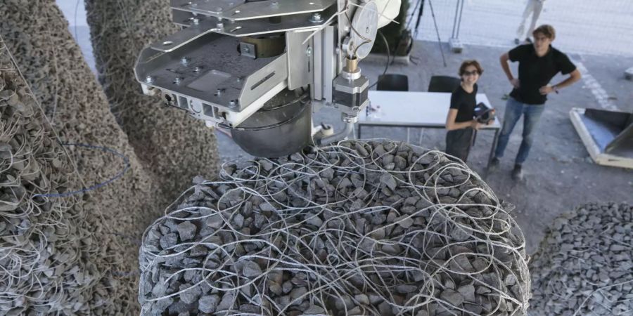 Die ersten Säulen haben schon fast die richtige Höhe: Während des Baus im September 2018. Bild: Michael Lio