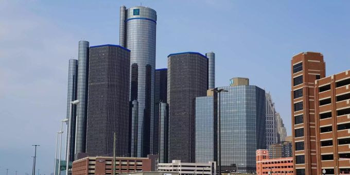 Ausblick auf die amerikanische Grossstadt Detroit. Ausblick auf die amerikanische Grossstadt Detroit.