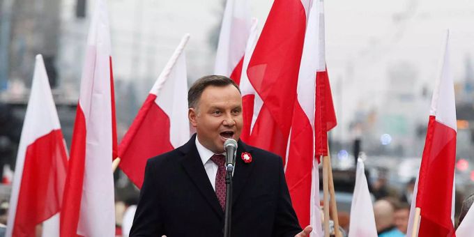Andrzej Duda, Präsident von Polen, bei einer Grossdemonstration zum Unabhängigkeitstag. Andrzej Duda