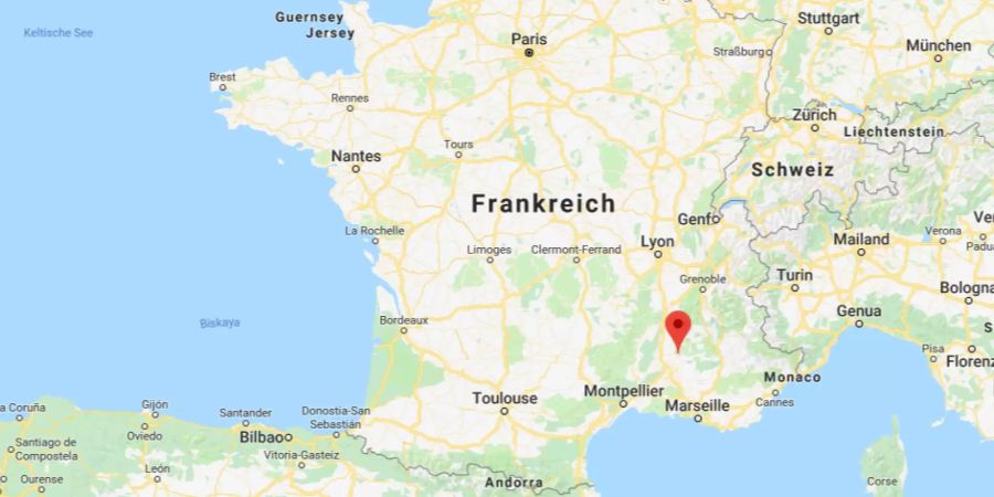 Eine Landkarte zeigt Vaison-la-Romaine (F).