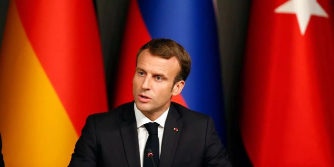 Emmanuel Macron bei einer Pressekonferenz. Emmanuel Macron bei einer Pressekonferenz.