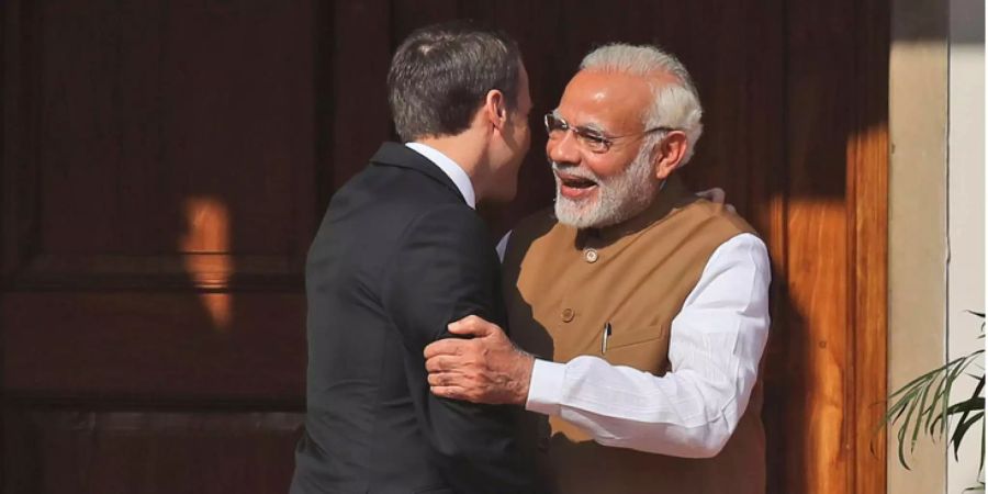 Macron und Modi gründeten 2015 zusammen die Internationale Solar-Allianz.