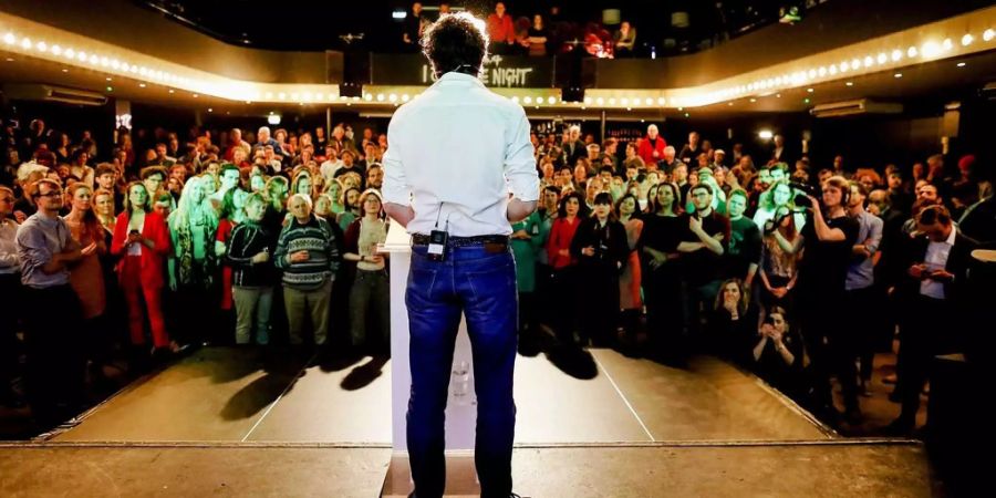 Der GroenLinks Vorsitzende Jesse Klaver während einer Wahlveranstaltung in Amsterdam.