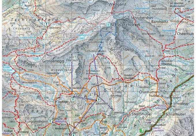 Ein Kartenausschnitt des Gebietes Grindelwald-First. Ein Kartenausschnitt des Gebietes Grindelwald-First.