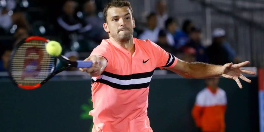 Alles Strecken und Recken nützt nichts: Grigor Dimitrov (BUL) ist im Miami raus.