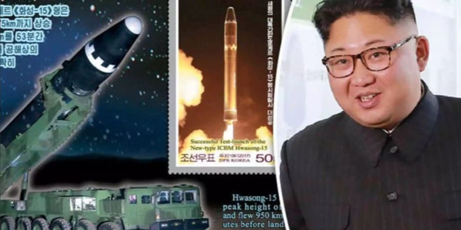 Um die Umsetzung der Raketen-Tests zu dokumentieren, liess Nordkoreas Machthaber Kim Jong Un Briefmarken davon drucken.