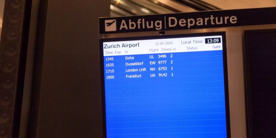 Wenige Abflüge im Flughafen Kloten.
