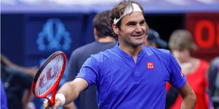 Roger Federer lächelt nach einem Sieg am Laver Cup.