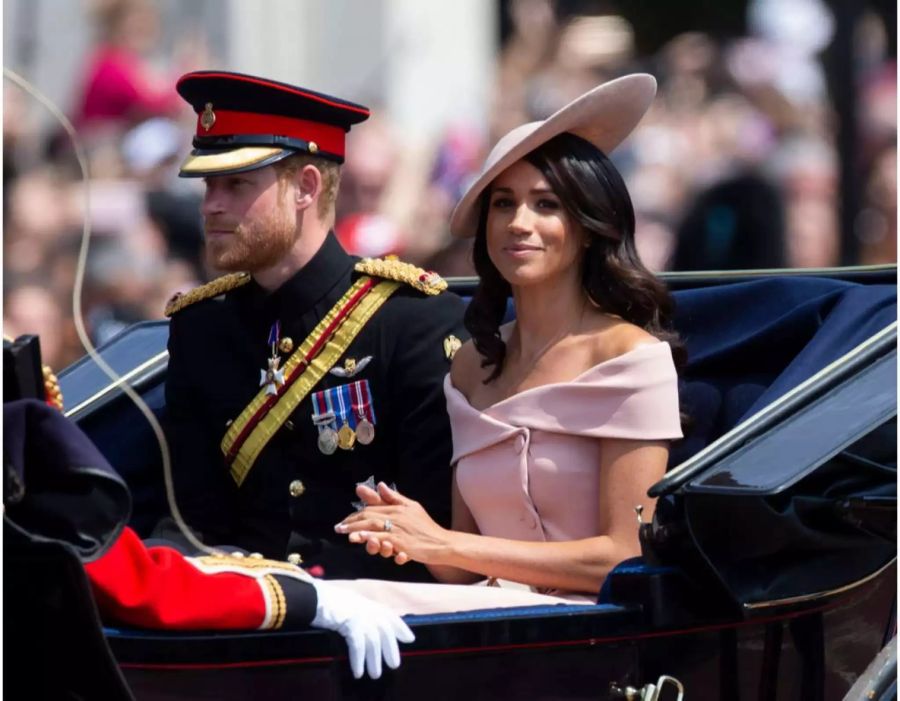 Prinz Harry und Meghan Markle in einer Kutsche während der «Trooping of the Colour» im Juni 2018 in London.