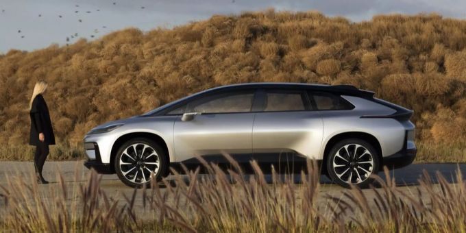 Ein Prototyp des Elektro-Autos Faraday Future. Ein Prototyp des Elektro-Autos Faraday Future.