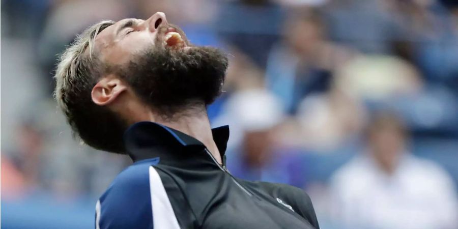 Benoît Paire schreit in der Partie gegen Roger Federer seinen Frust hinaus.