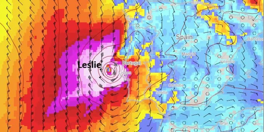 Hurrikan «Leslie» trifft auf Portugal.