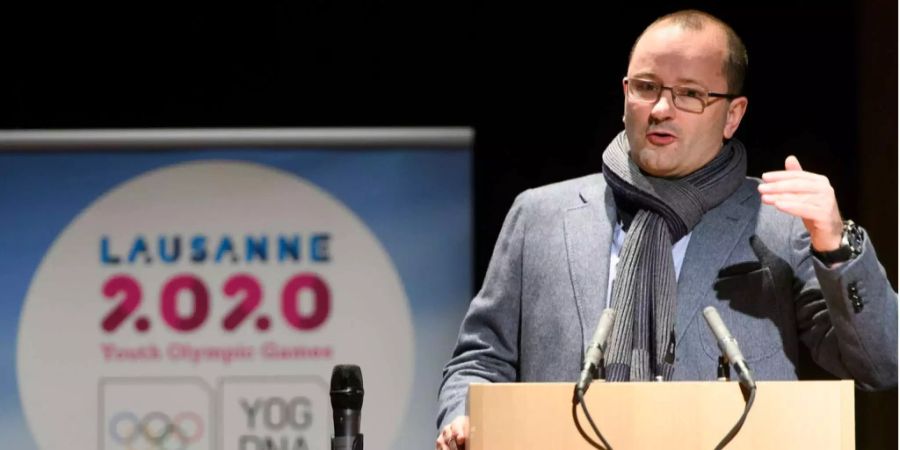 Patrick Baumann der Veröffentlichung der olympischen Winterspiele der Jugend in Lausanne.