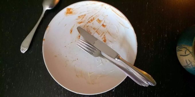 Besteck liegt auf einem leeren Teller. (Symbolbild) Teller