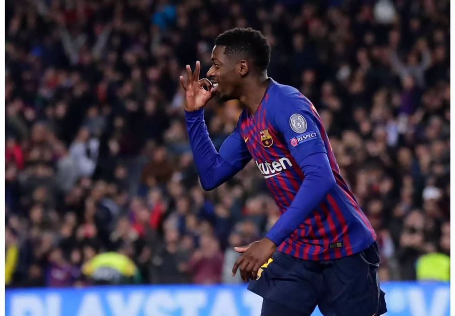 Ousmane Dembélé jubelt nach einem erzielten Tor.