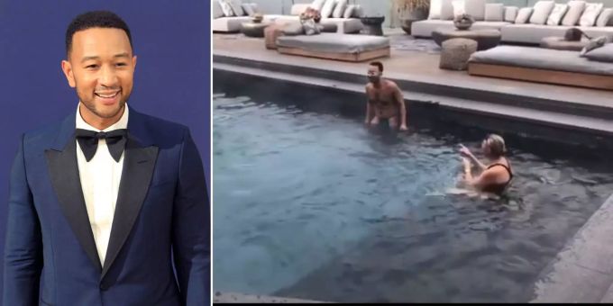 John Legend lernt Schwimmen. John Legend lernt Schwimmen.