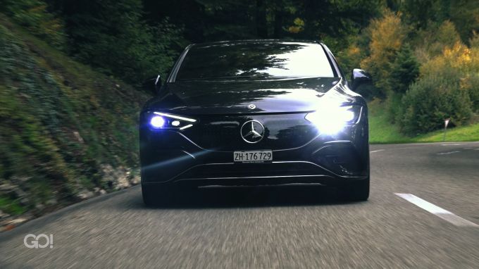 Der Mercedes EQE 350+ ist ein Langstreckengleiter. EQE von vorne