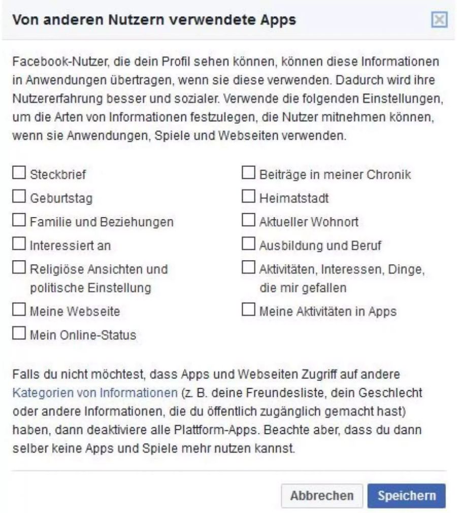 Facebook-Nutzer können auswählen, welche Daten an Dritte gehen.