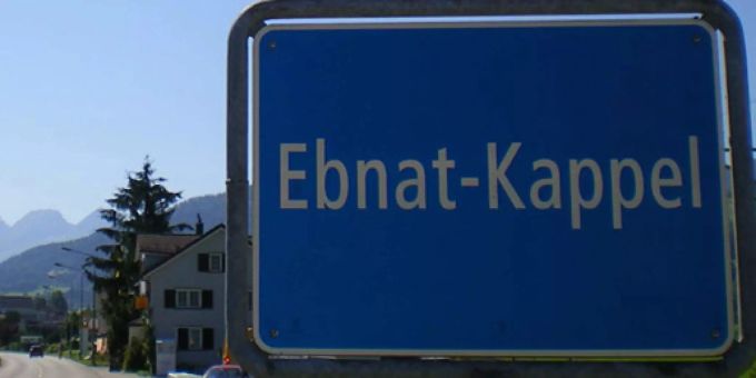 Das Gemeindeschild von Ebnat-Kappel SG. Jon Fadri Huder wird der neue Gemeindepräsident in Ebnat-Kappel. Ebnat-Kappel