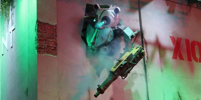 Am Biomutant Stand der Gamescom 2018 wurde weder mit Lampen noch mit Rauch gespart. Am Biomutant Stand der Gamescom 2018 wurde weder mit Lampen noch mit Rauch gespart.