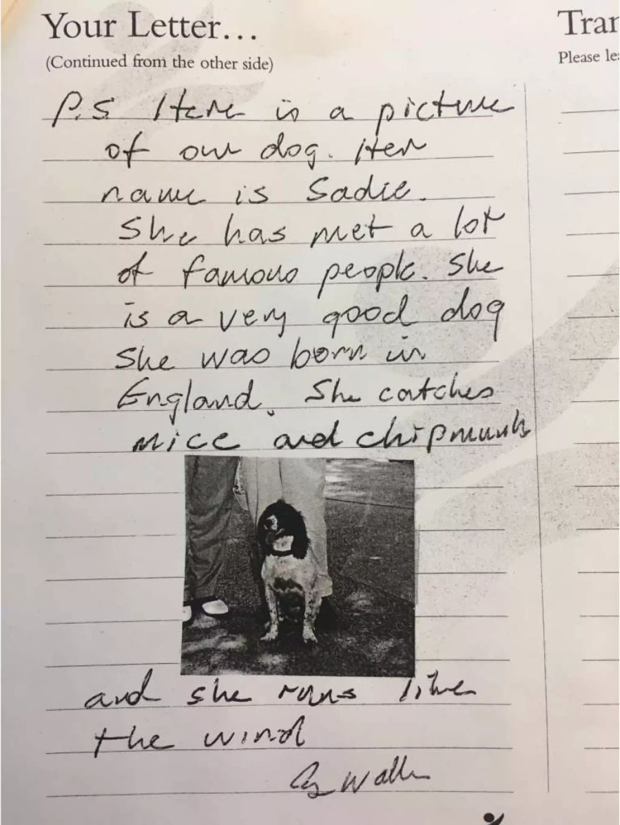 In diesem Brief erwähnt George Bush Senior seinen Hund.