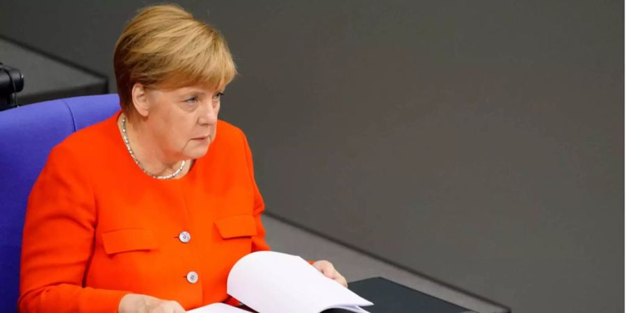 Bundeskanzlerin Angela Merkel während einer Konferenz.