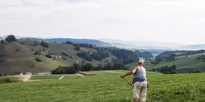 Ein Bauer mäht bei der Gemeinde Ebersecken LU. (Symbolbild) Ein Bauer mäht bei der Gemeinde Ebersecken LU. (Symbolbild)