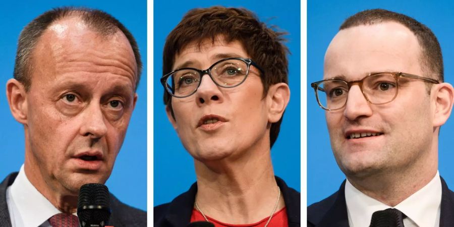 Friedrich Merz, Anngegret Kramp-Karrenbauer und Jens Spahn.