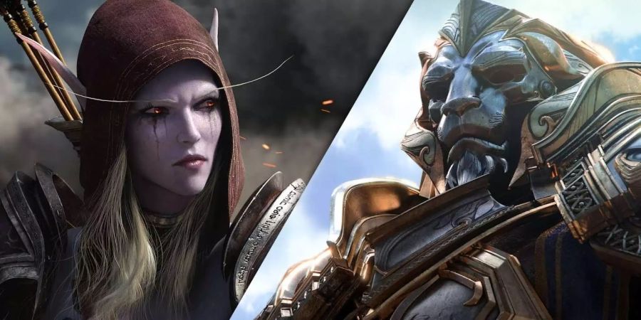 Sylvanas Windläufer, Kriegshäuptling der Horde, und Anduin Wrynn, König von Sturmwind und Anführer der Allianz, stehen sich als Feinde gegenüber.