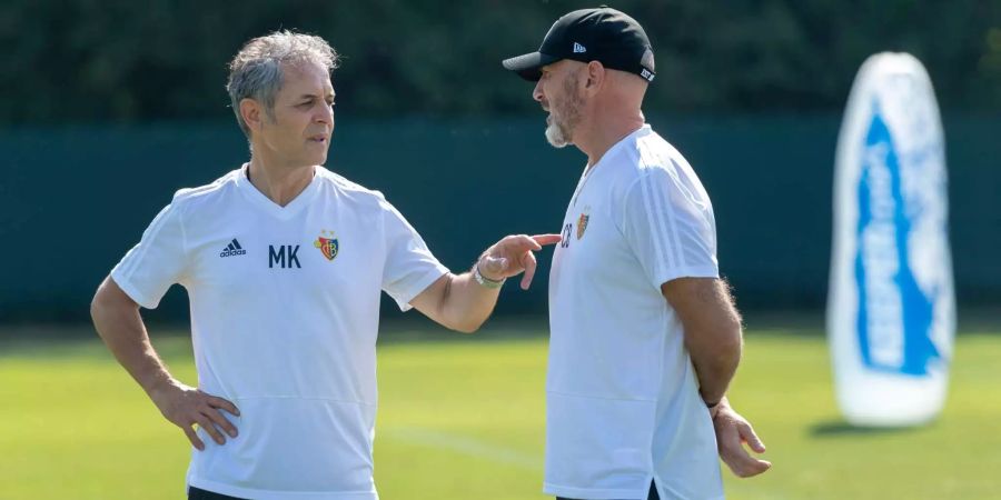 Marcel Koller, der neue Trainer des FC Basel, und sein Assistenztrainer Carlos Bernegger.