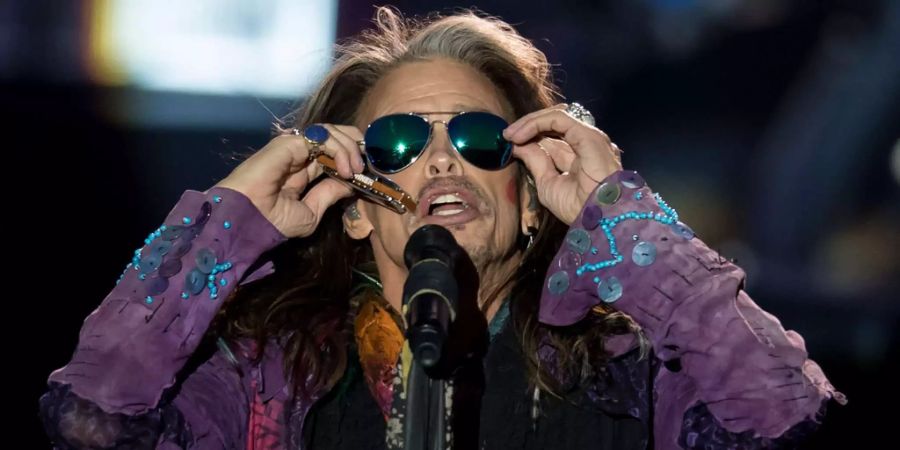 Sänger Steven Tyler von der amerikanischen Rockband Aerosmith in München.