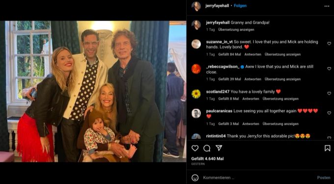 Auf dem Bild lächelt die ganze Familie. mick jagger