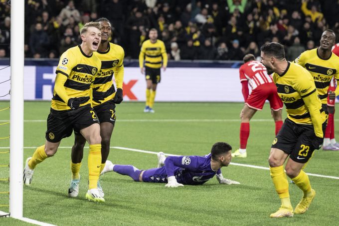 Lewin Blum von YB jubelt über das Tor zum 2:0 im Spiel gegen Roter Stern Belgrad. YB