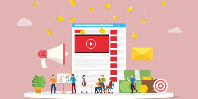 Google will YouTube einige Neuerungen verpassen. Eine Animation zeigt ein agiles Büro. Im Hintergrund ist eine Webseite aufgerufen, die YouTube imitiert.
