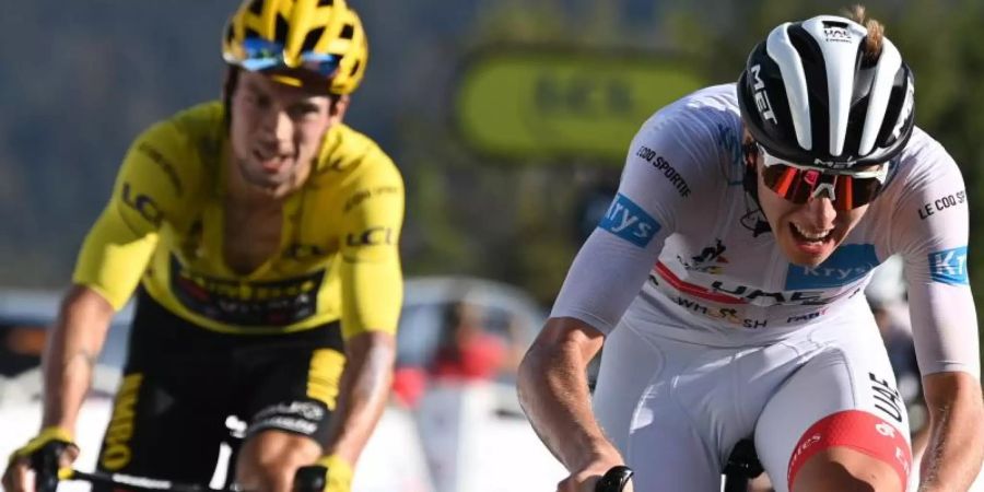 Das slowenische Duell zwischen Tadej Pogacar und Primoz Roglic geht in die nächste Runde. Foto: David Stockman/BELGA/dpa/Archivbild