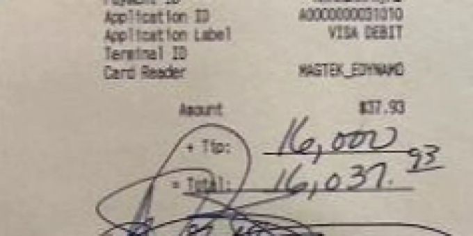 Good News - Gast zahlt Kellnerin 16'000 Dollar Trinkgeld